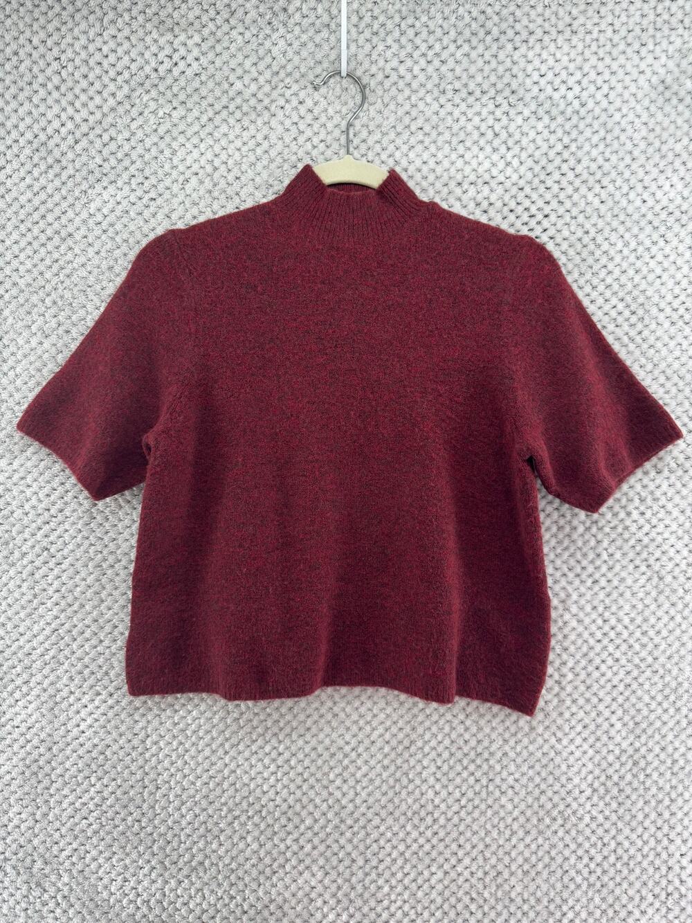 Ann Taylor LOFT Italian Yarn Crop Top Womens XS Burgundy Mock Neck